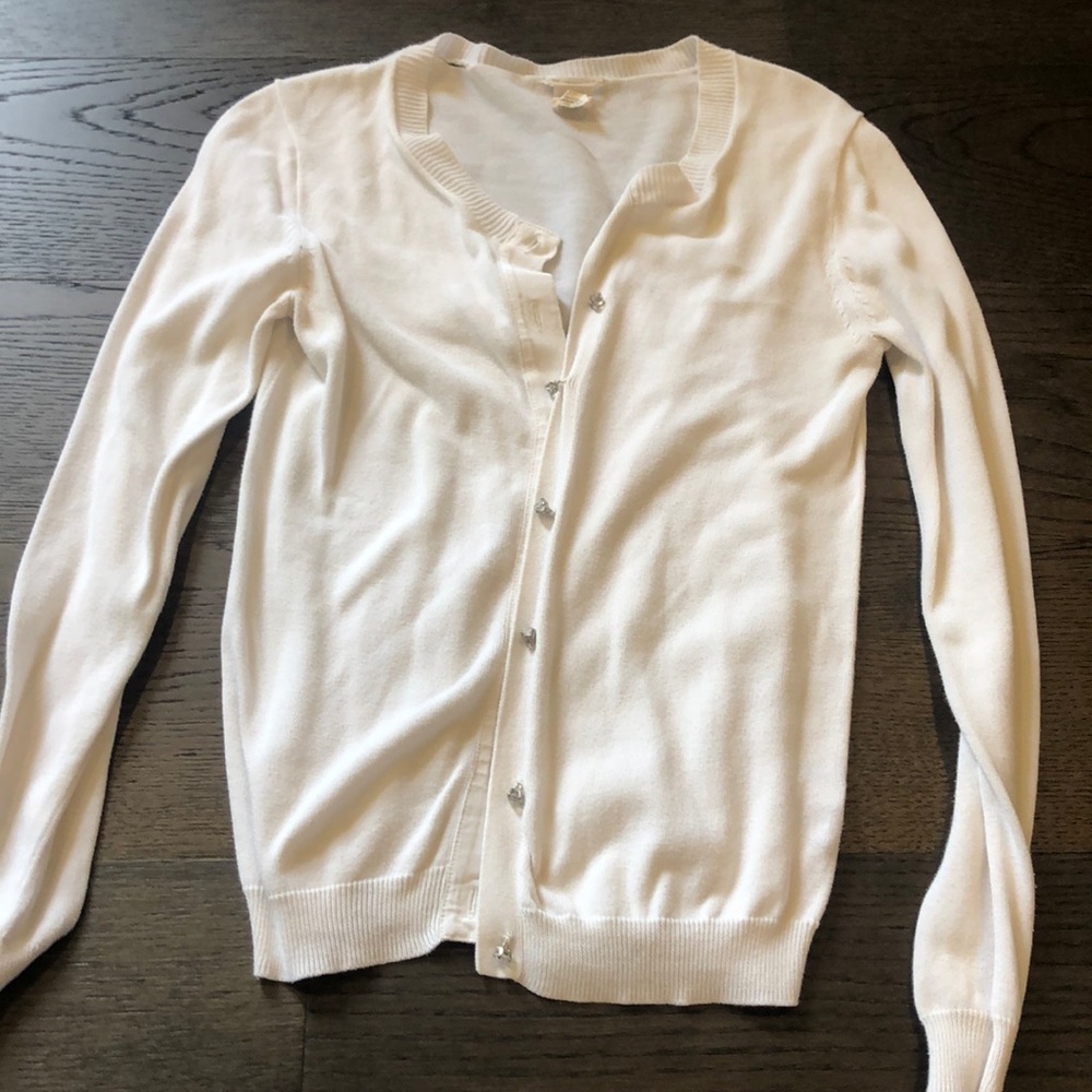 Crewcuts cream cardigan with gem button detail